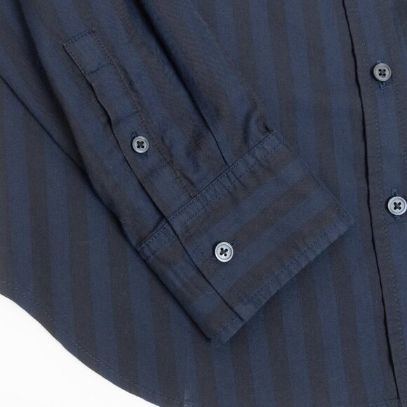 Everlane The Must-Have Shirt in Silky Cotton Navy Black Striped Relaxed Fit - Picture 8 of 14
